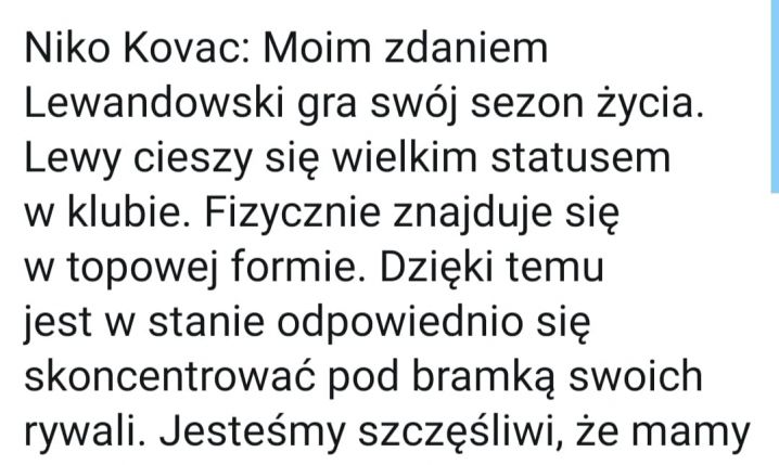 Kovac o ZNAKOMITYM początku sezonu w wykonaniu Lewego